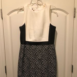 Cream & Black 4c dress w/leather on side & waist